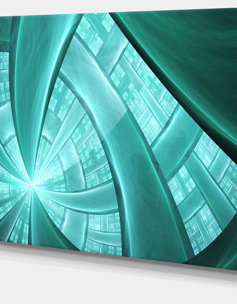 DesignQ Blue Fractal Stained Glass - Extra Large Canvas Art Print