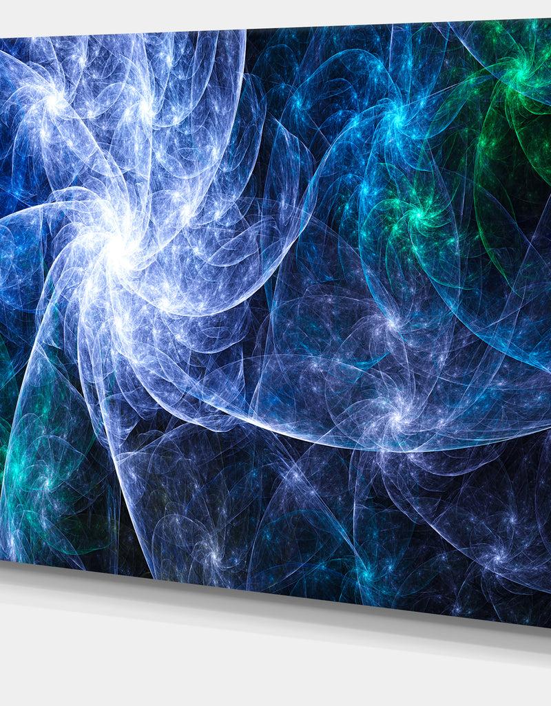 DesignQ Blue Fractal Star Pattern'Extra Large Abstract Canvas Art Print