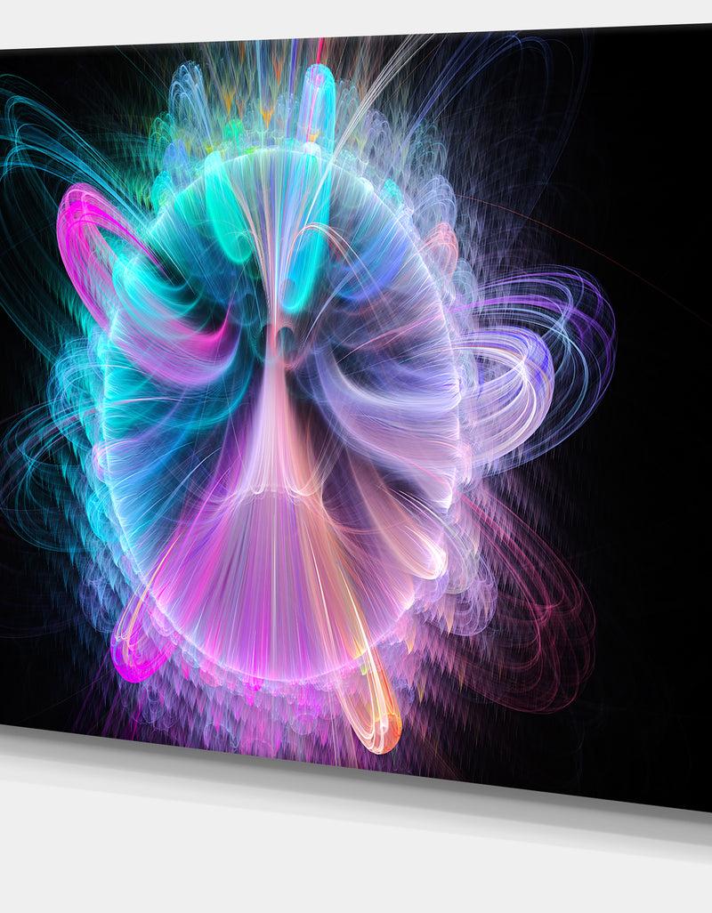 DesignQ Blue Fractal Vortices Of Energy - Extra Large Floral Wall Art On Canvas