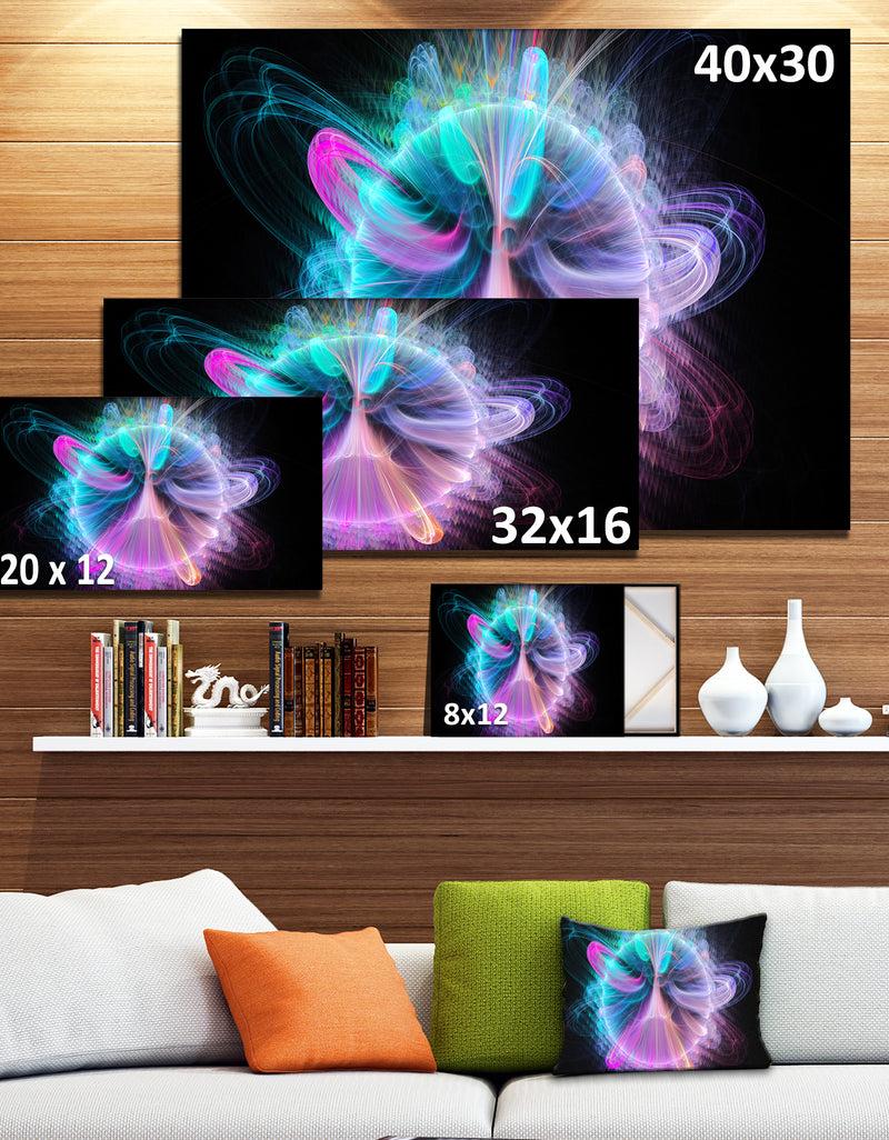 DesignQ Blue Fractal Vortices Of Energy - Extra Large Floral Wall Art On Canvas