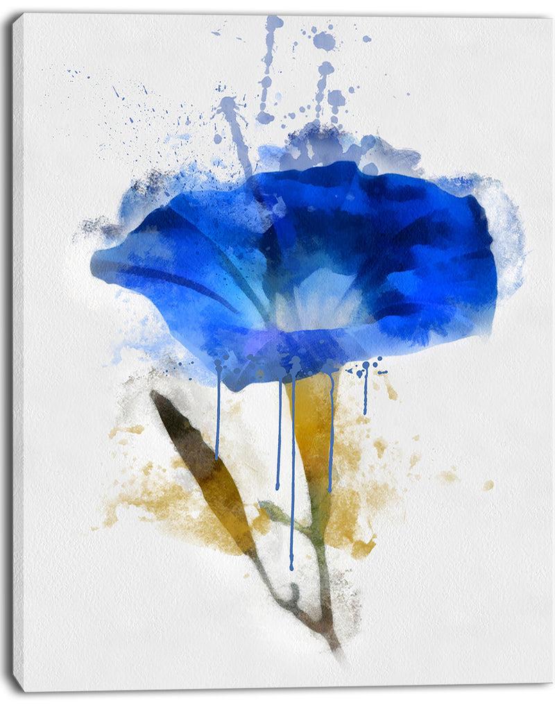 DesignQ Blue Gentiana Alpina Watercolor - Modern Floral Canvas Wall Art