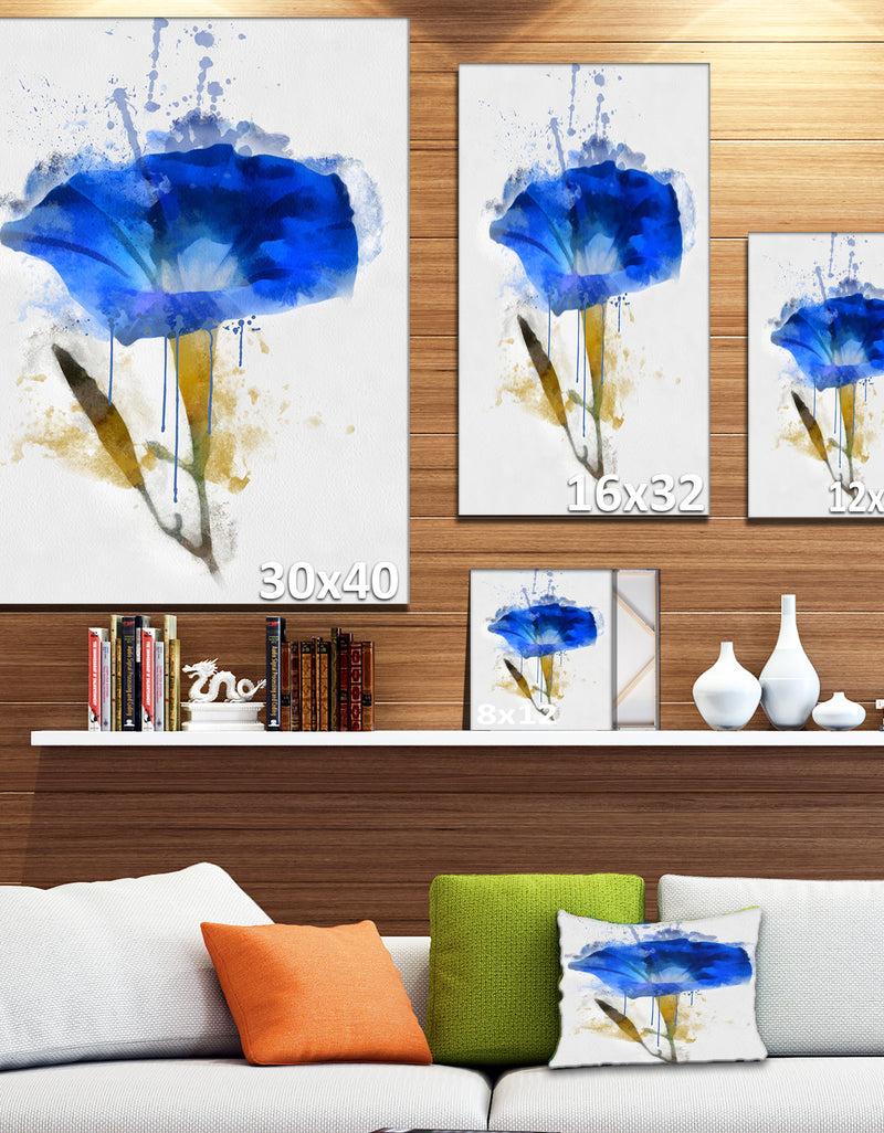 DesignQ Blue Gentiana Alpina Watercolor - Modern Floral Canvas Wall Art