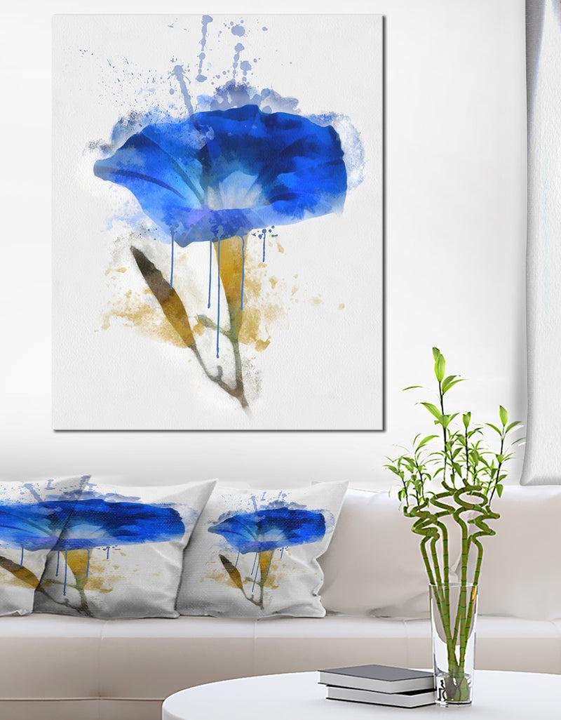 DesignQ Blue Gentiana Alpina Watercolor - Modern Floral Canvas Wall Art