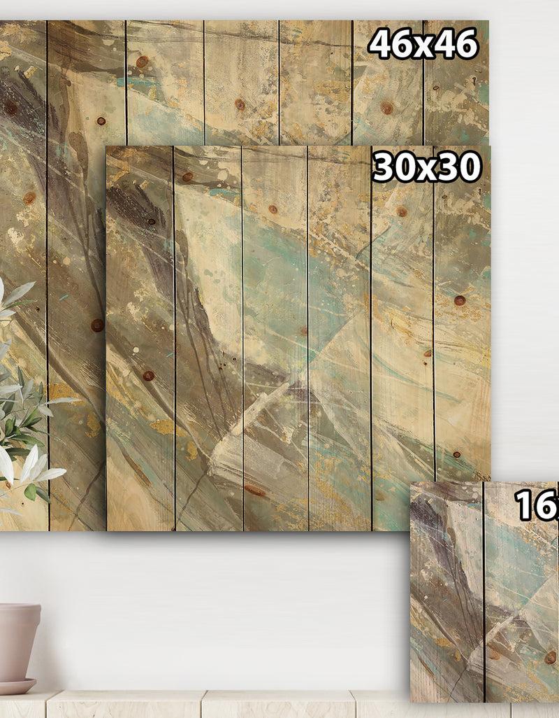 DesignQ Blue Geometric Water - Modern & Contemporary Print On Natural Pine Wood