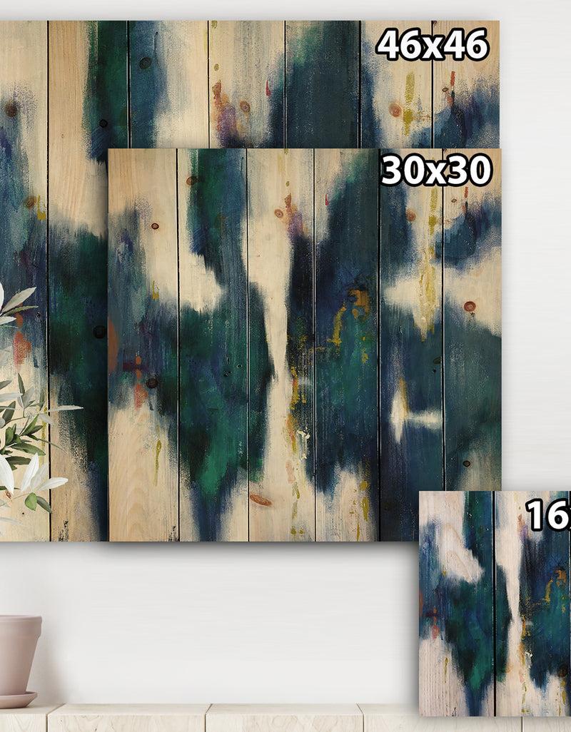 DesignQ Blue Glam Texture I - Contemporary Print On Natural Pine Wood