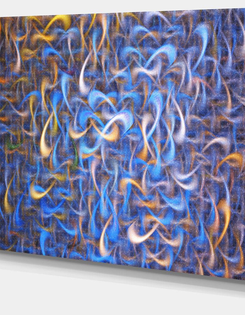 DesignQ Blue Golden Watercolor Fractal Art'Large Abstract Canvas Art Print