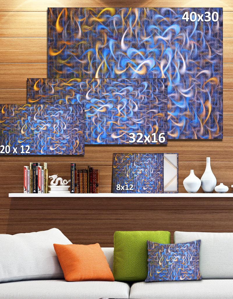 DesignQ Blue Golden Watercolor Fractal Art'Large Abstract Canvas Art Print