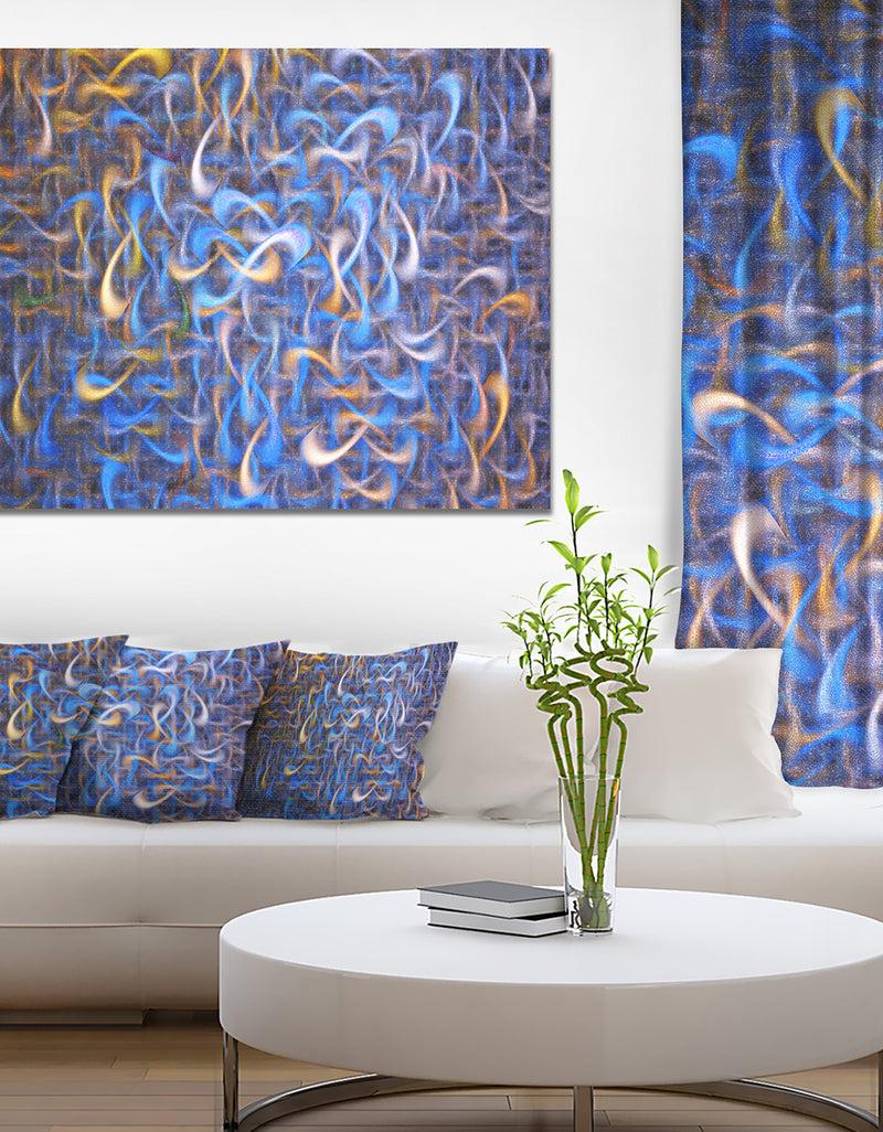 DesignQ Blue Golden Watercolor Fractal Art'Large Abstract Canvas Art Print