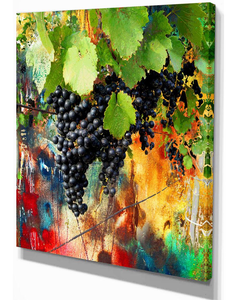 DesignQ Blue Grape Vine - Farmhouse Floral Painting Print On Wrapped Canvas