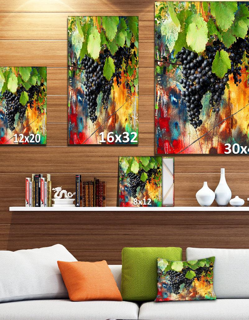 DesignQ Blue Grape Vine - Farmhouse Floral Painting Print On Wrapped Canvas