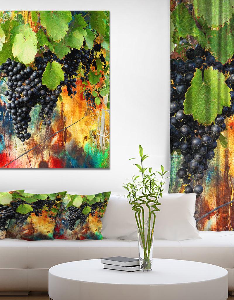 DesignQ Blue Grape Vine - Farmhouse Floral Painting Print on Wrapped Canvas