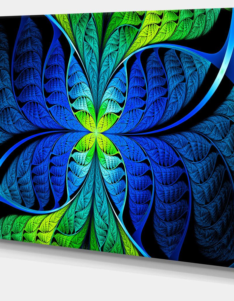 DesignQ Blue Green Fractal Stained Glass - Large Wall Art On Canvas