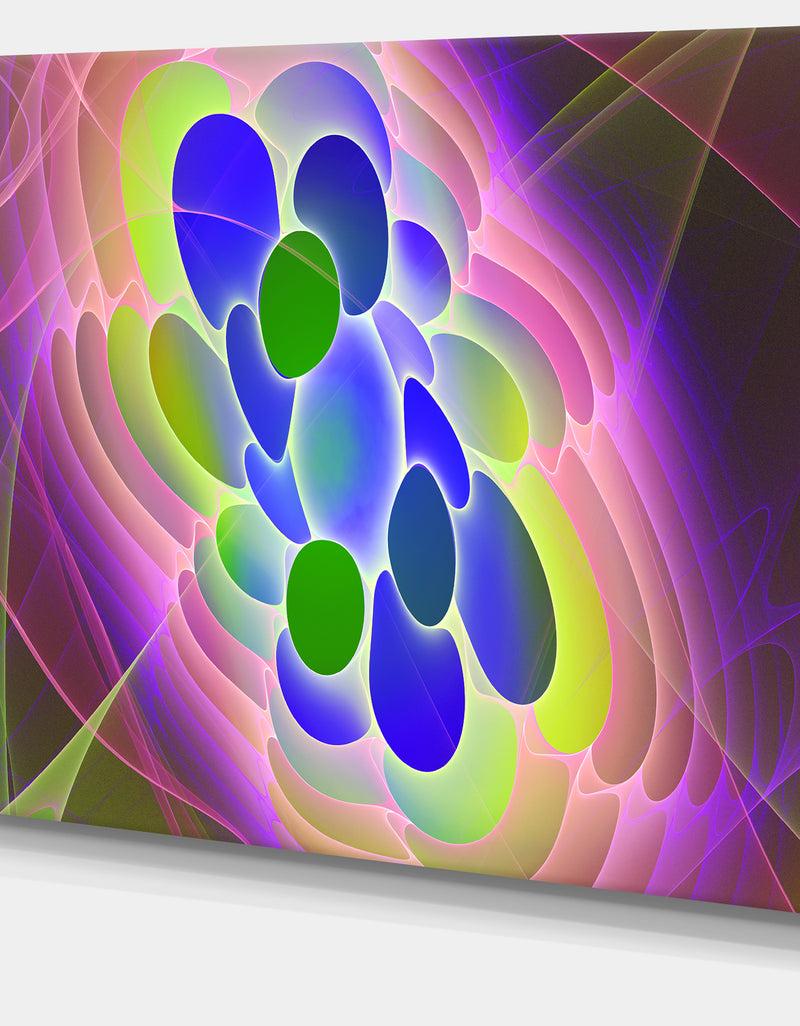 DesignQ Blue Green Fractal Virus Design - Abstract Art On Canvas