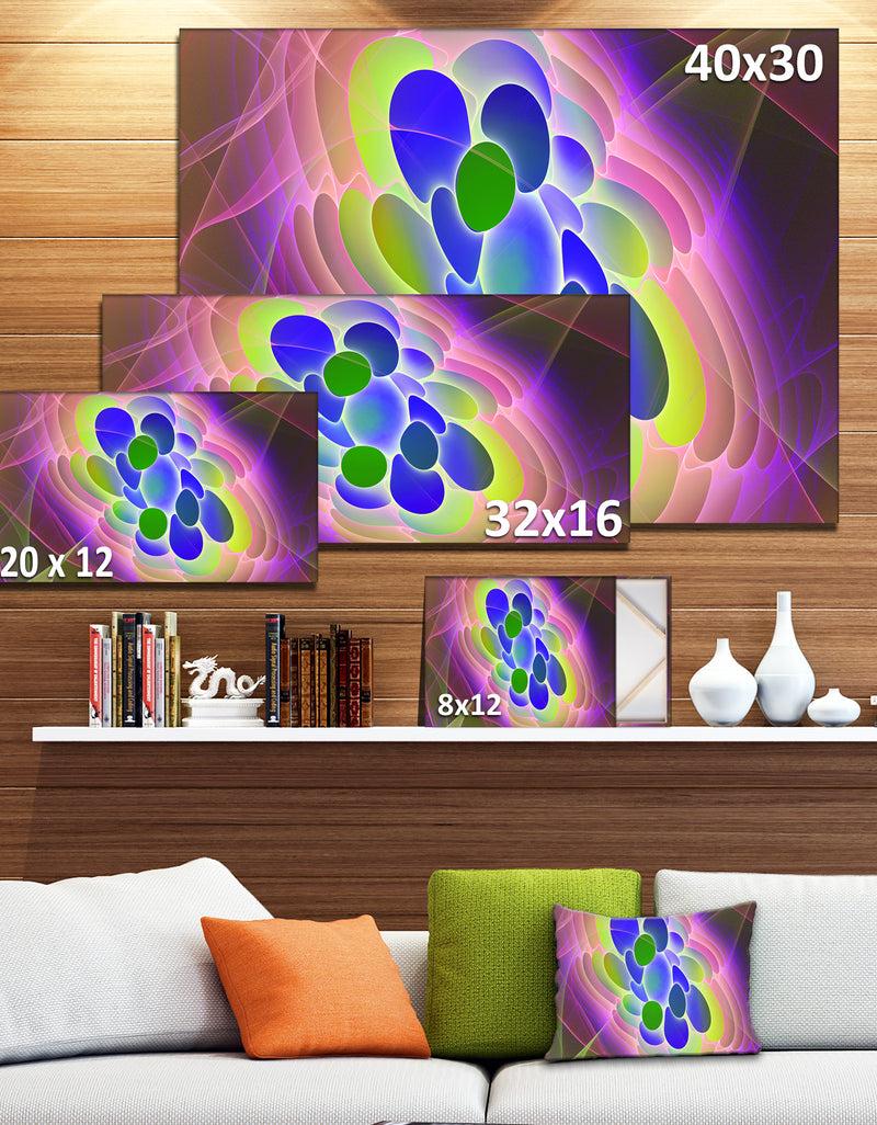 DesignQ Blue Green Fractal Virus Design - Abstract Art On Canvas