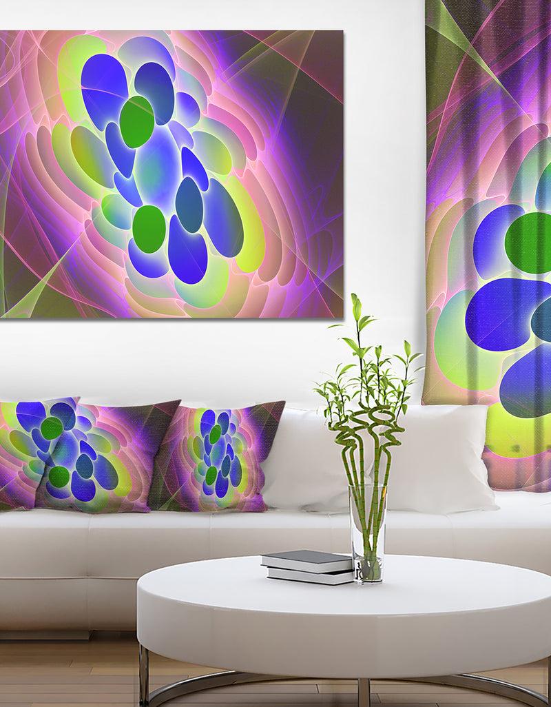 DesignQ Blue Green Fractal Virus Design - Abstract Art on Canvas