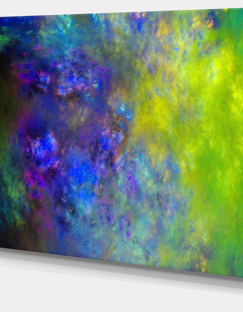 DesignQ Blue Green Starry Fractal Sky - Abstract Artwork On Canvas