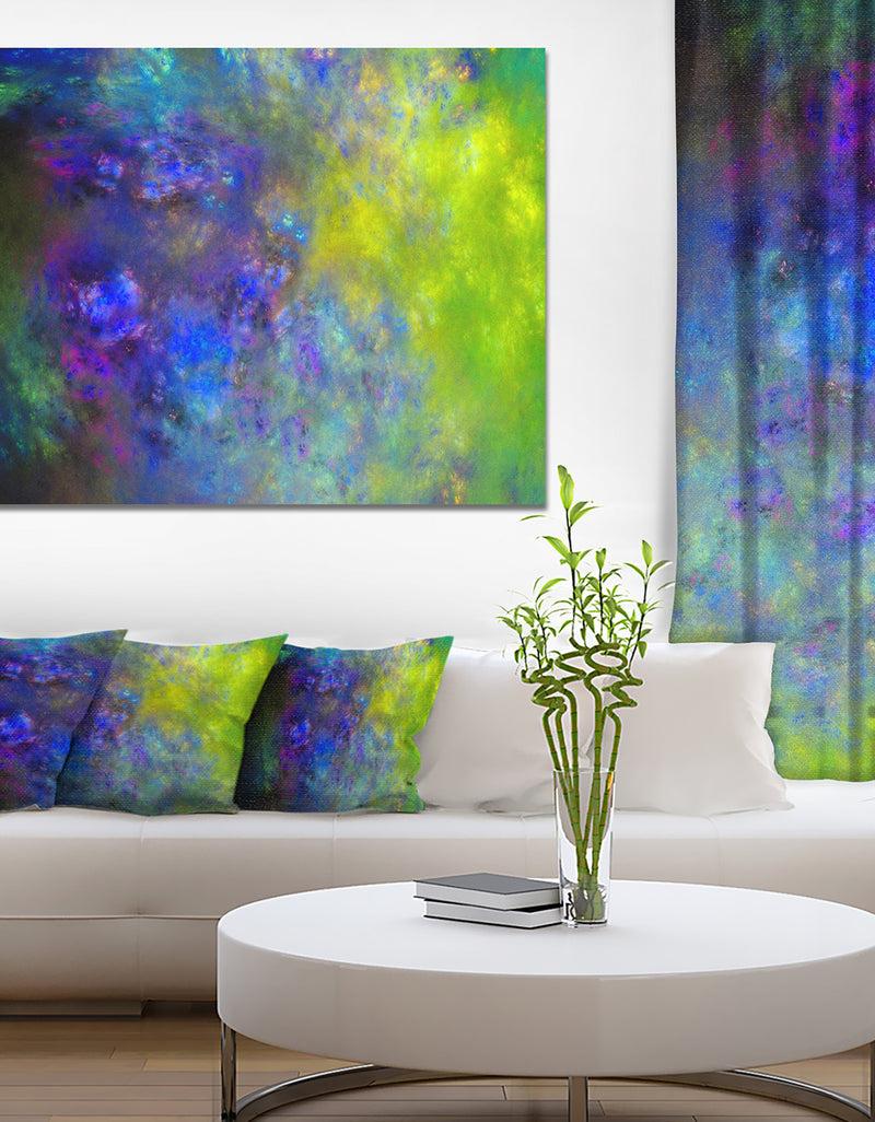 DesignQ Blue Green Starry Fractal Sky - Abstract Artwork on Canvas