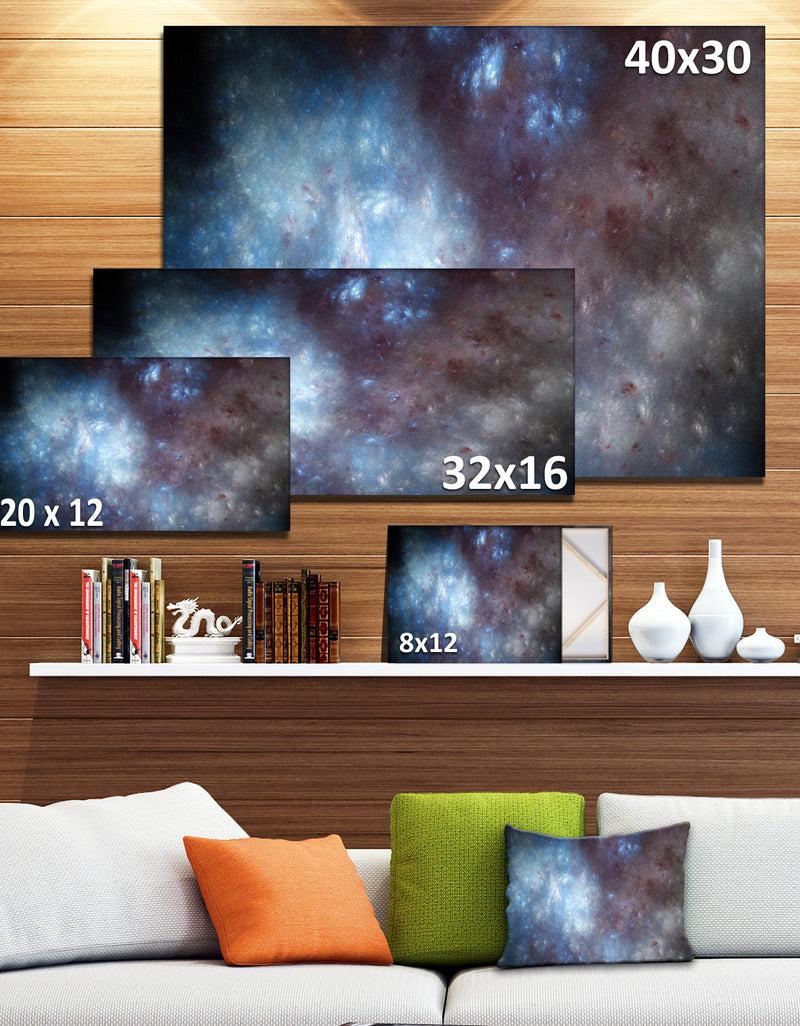 DesignQ Blue Grey Starry Fractal Sky - Abstract Art On Canvas