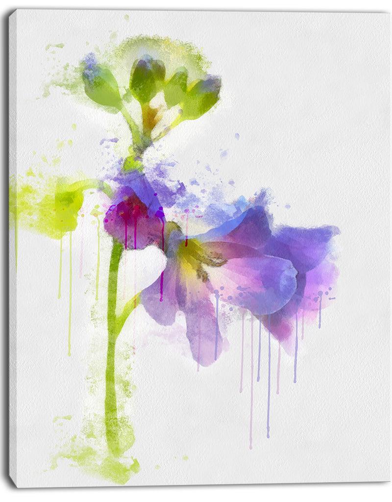 DesignQ Blue Hand-drawn Eustoma Watercolor - Flower Canvas Print Artwork