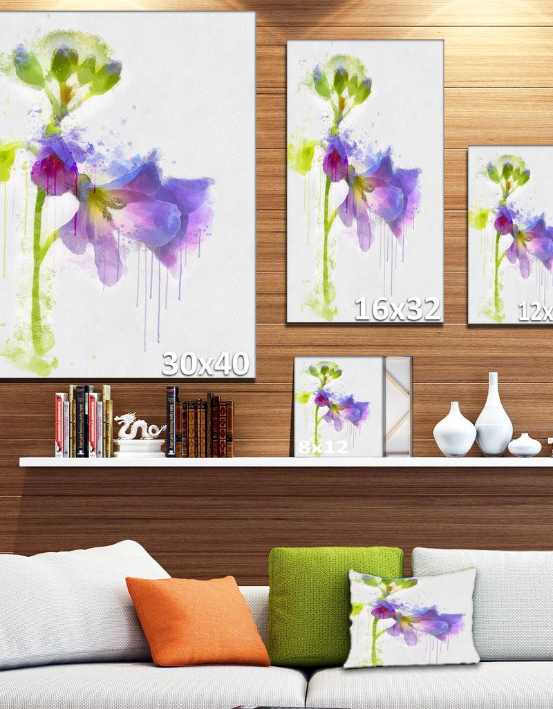DesignQ Blue Hand-drawn Eustoma Watercolor - Flower Canvas Print Artwork