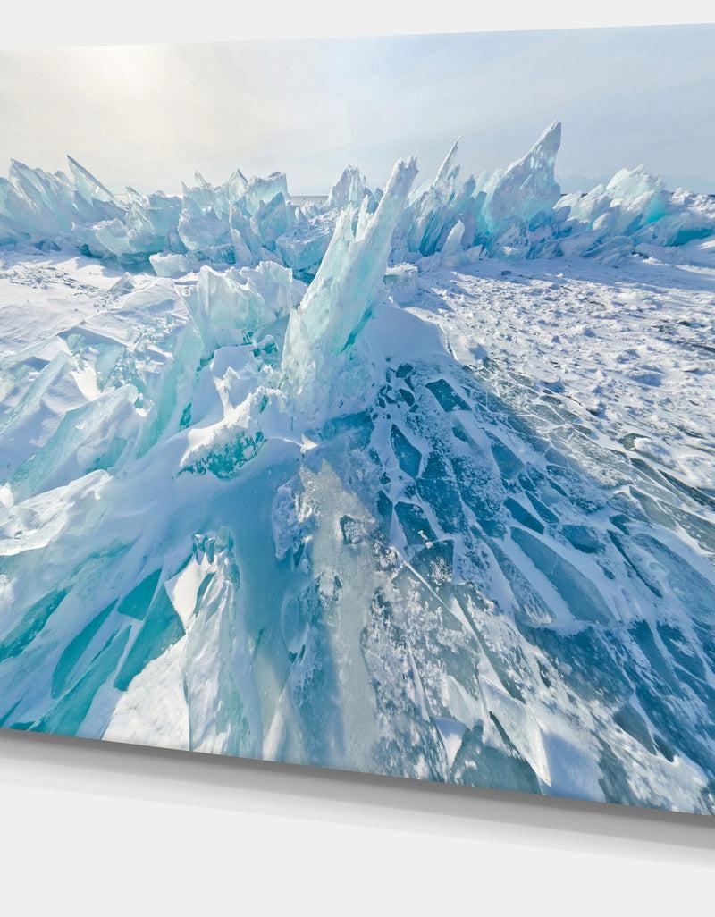 DesignQ Blue Ice Hummocks In Siberia Lake Baikal - Landscape Artwork Canvas