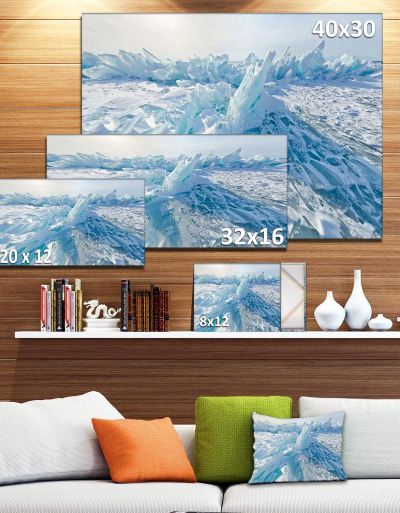 DesignQ Blue Ice Hummocks In Siberia Lake Baikal - Landscape Artwork Canvas