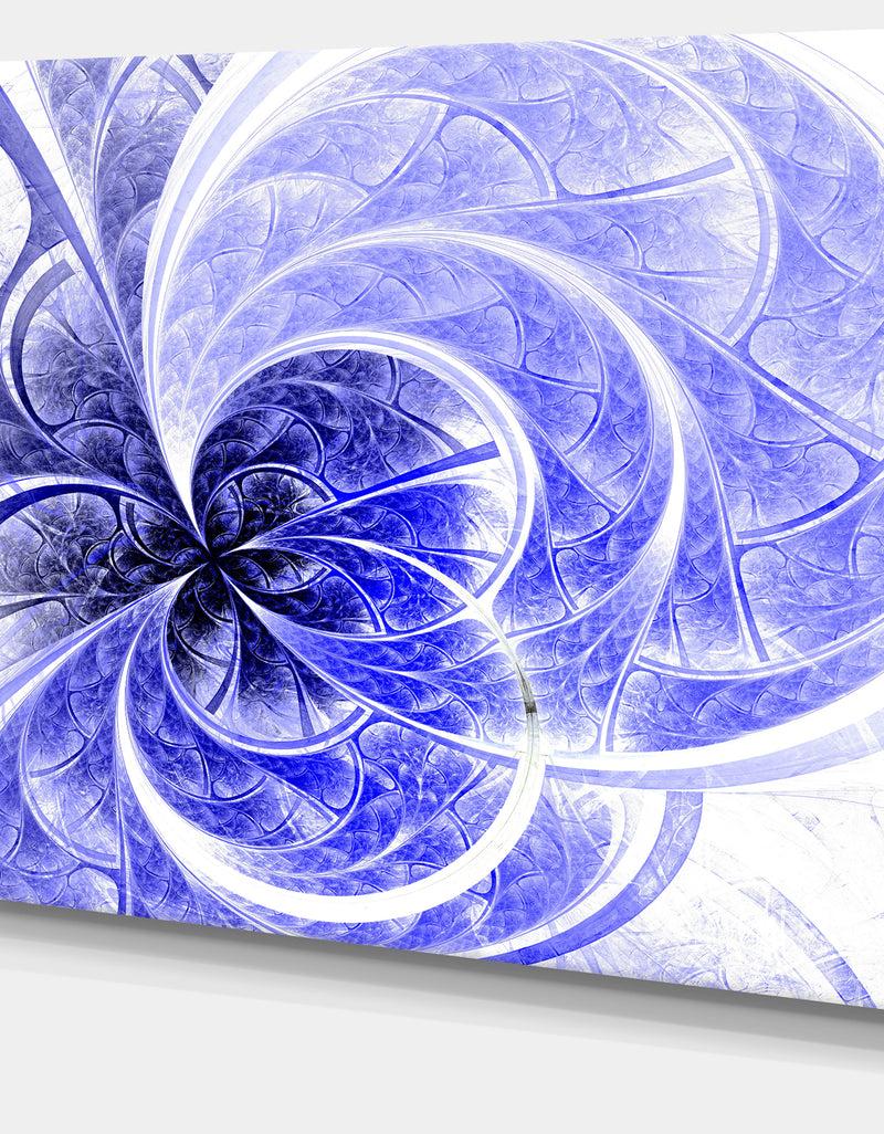 DesignQ Blue Light Fractal Flower Pattern - Abstract Wall Art On Canvas