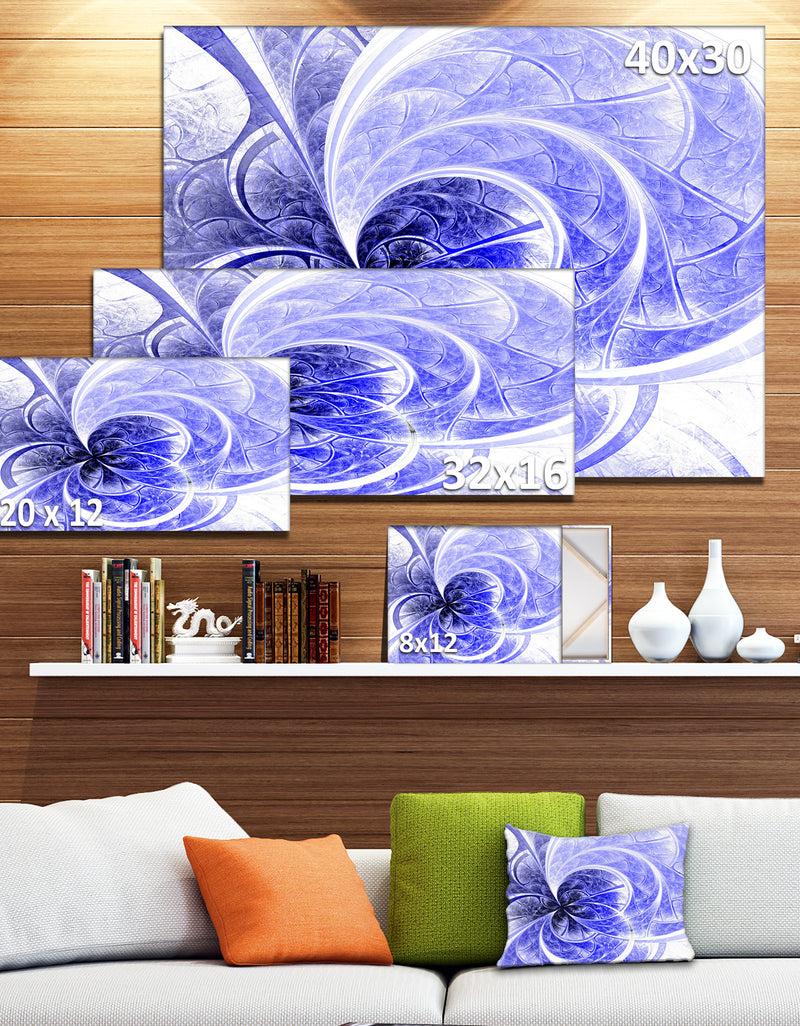DesignQ Blue Light Fractal Flower Pattern - Abstract Wall Art On Canvas