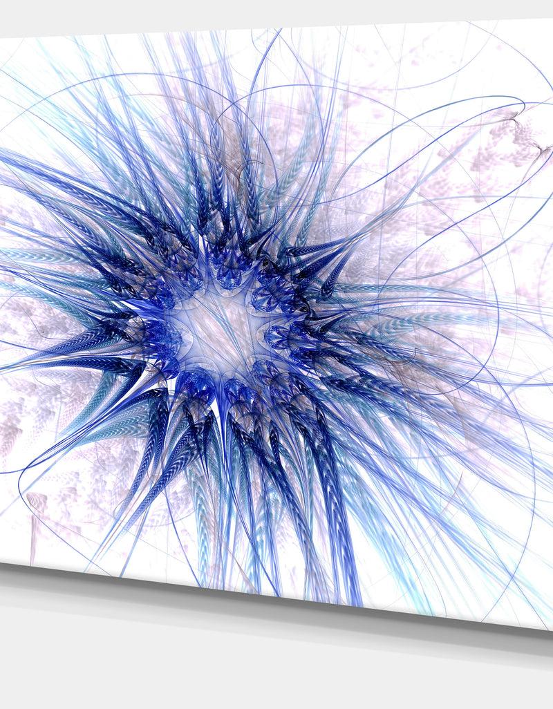 DesignQ Blue Light Fractal Flower Texture - Abstract Wall Art On Canvas