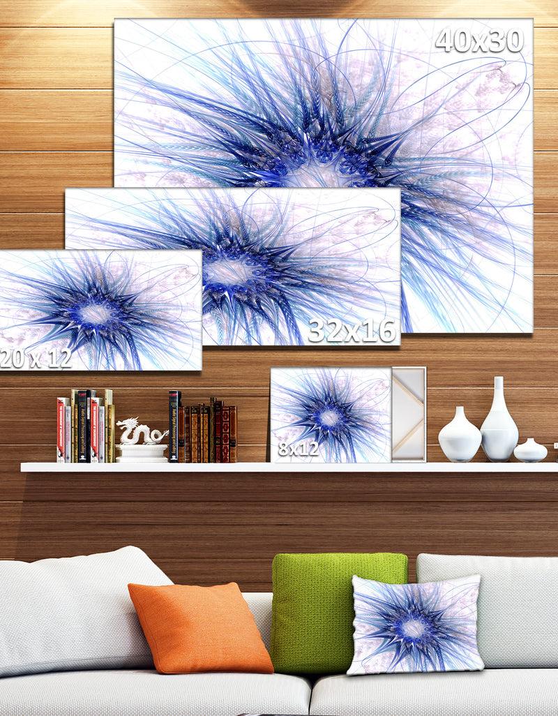 DesignQ Blue Light Fractal Flower Texture - Abstract Wall Art On Canvas