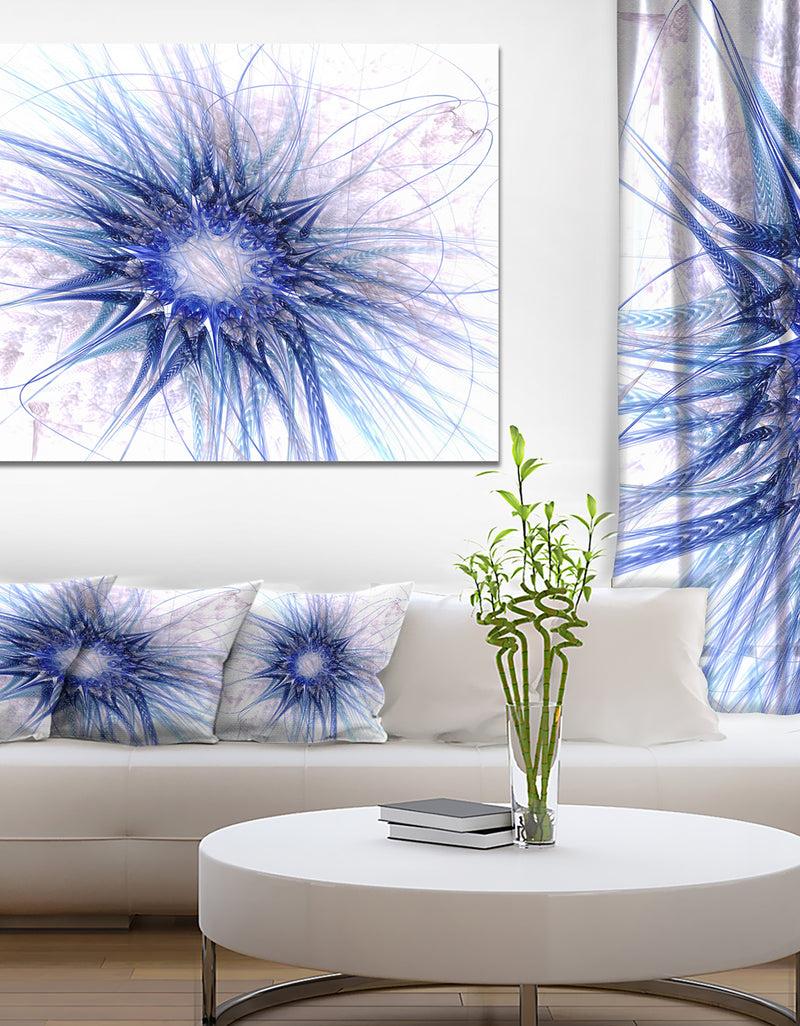 DesignQ Blue Light Fractal Flower Texture - Abstract Wall Art on Canvas