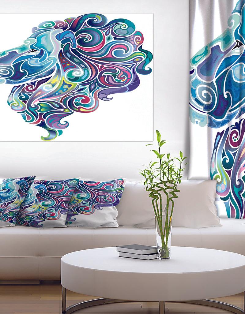 DesignQ Blue Lion Abstract Art - Animal Digital Art Canvas Print