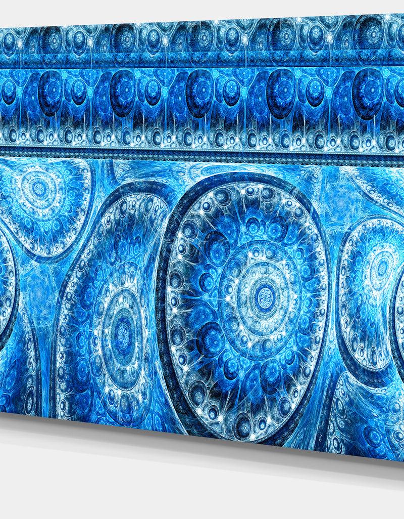 DesignQ Blue Living Cells Fractal Design - Extra Large Abstract Canvas Art Print