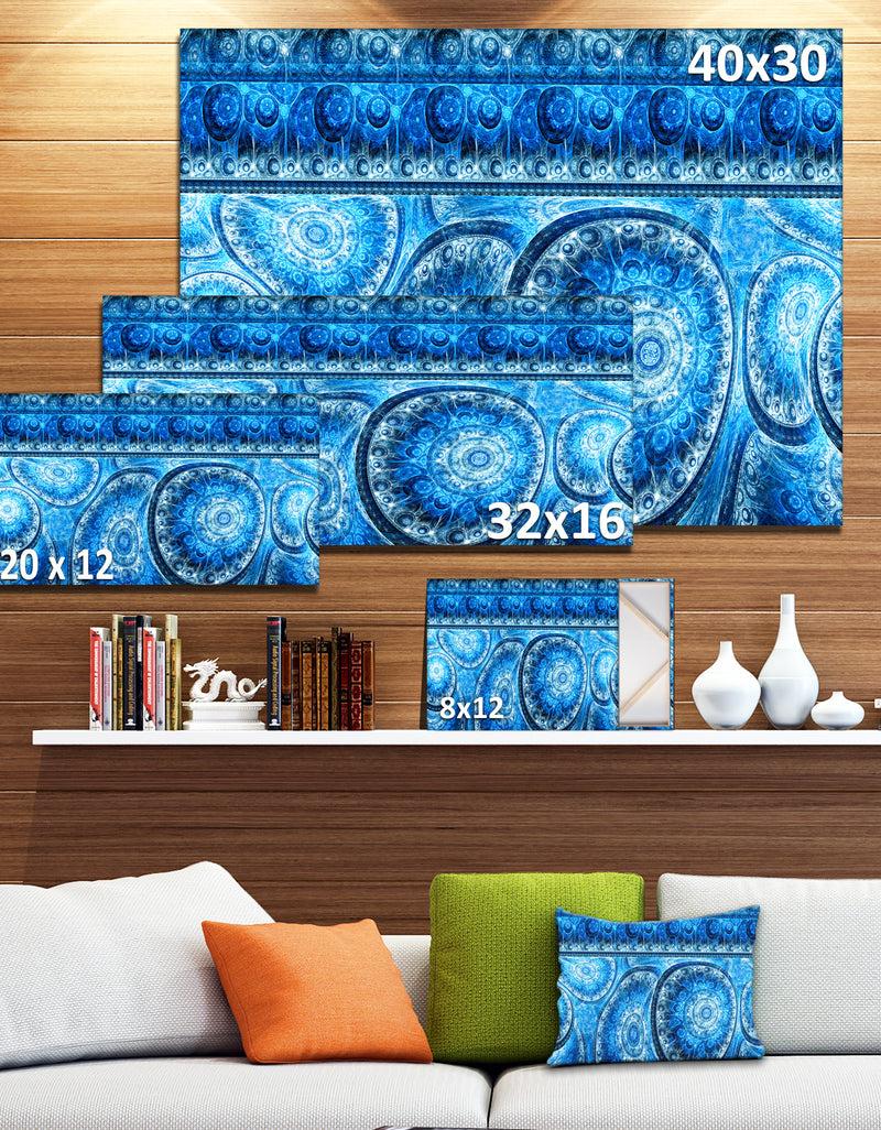 DesignQ Blue Living Cells Fractal Design - Extra Large Abstract Canvas Art Print