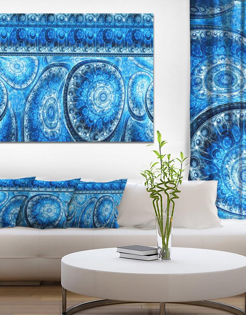 DesignQ Blue Living Cells Fractal Design - Extra Large Abstract Canvas Art Print
