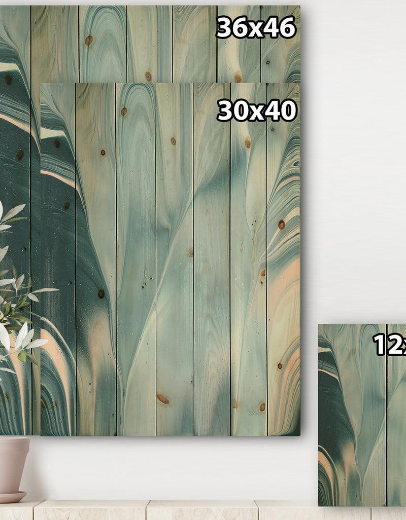 DesignQ Blue Modern Water I - Modern Transitional Print On Natural Pine Wood