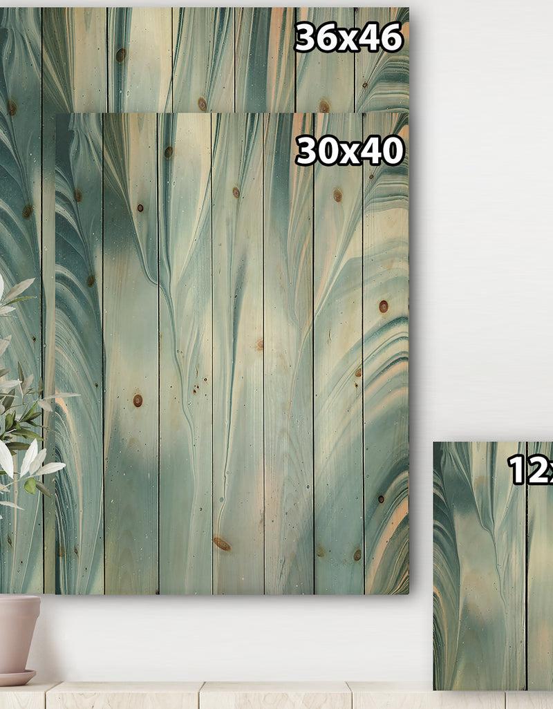 DesignQ Blue Modern Water III - Modern Transitional Print On Natural Pine Wood