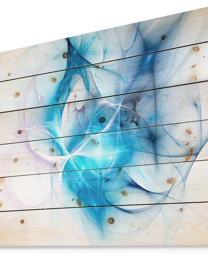 DesignQ Blue Nebula Star - Abstract Print On Natural Pine Wood