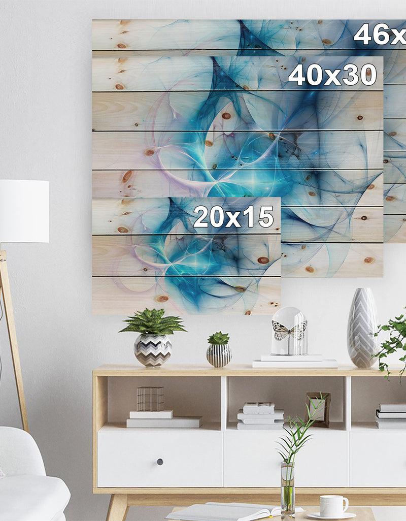 DesignQ Blue Nebula Star - Abstract Print On Natural Pine Wood