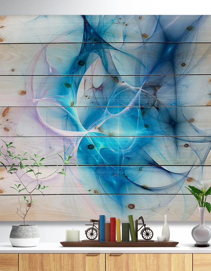 DesignQ Blue Nebula Star - Abstract Print on Natural Pine Wood