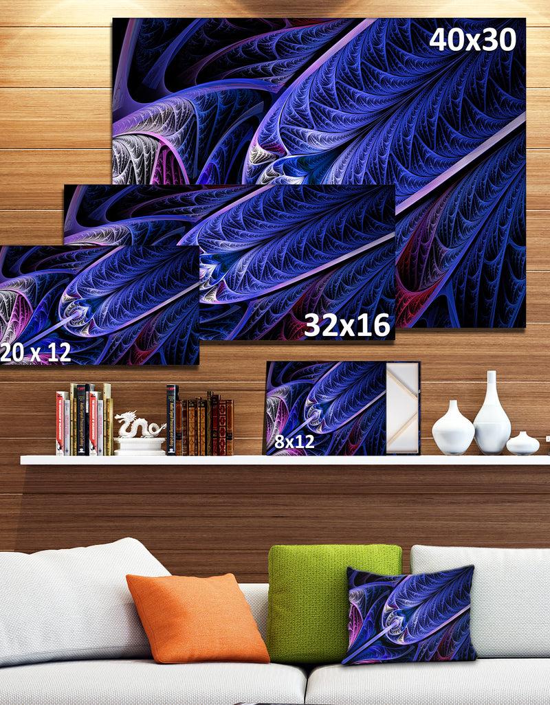 DesignQ Blue On Black Fractal Stained Glass - Abstract Wall Art Canvas