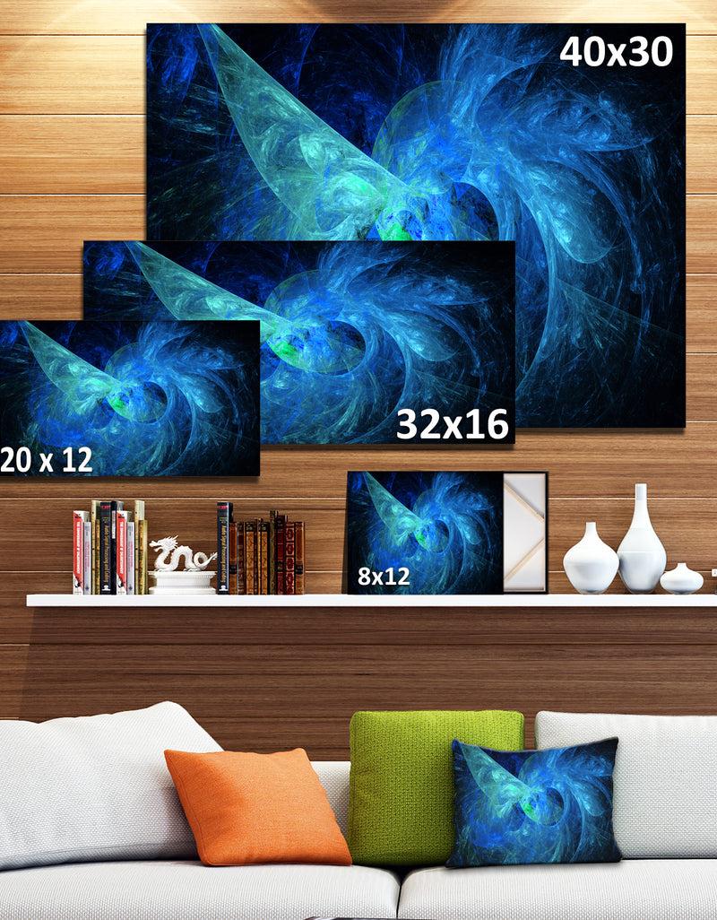 DesignQ Blue On Dark Fractal Illustration - Large Wall Artwork