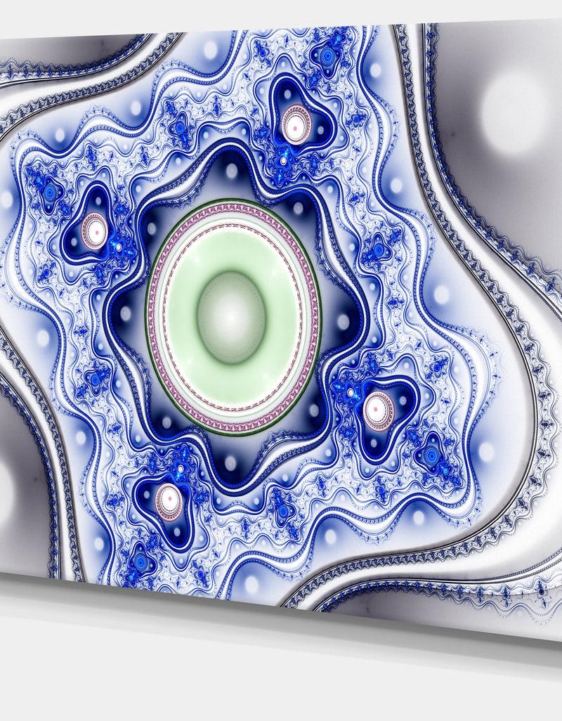 DesignQ Blue On White Pattern With Circles - Large Canvas Wall Art