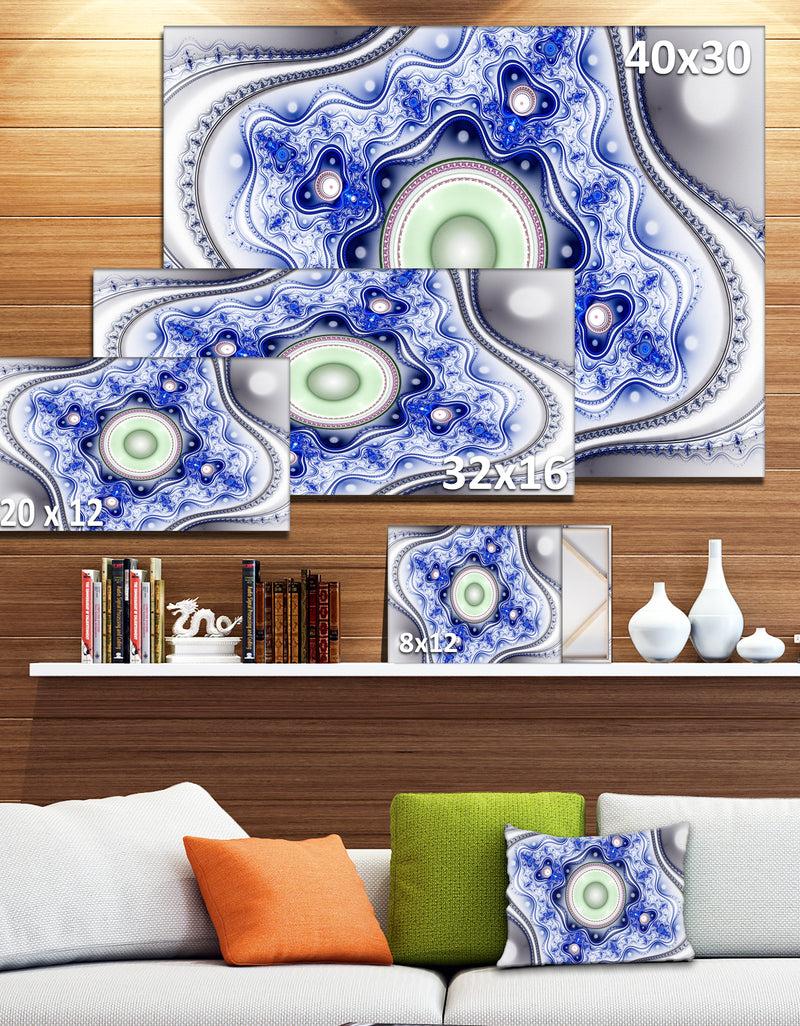 DesignQ Blue On White Pattern With Circles - Large Canvas Wall Art