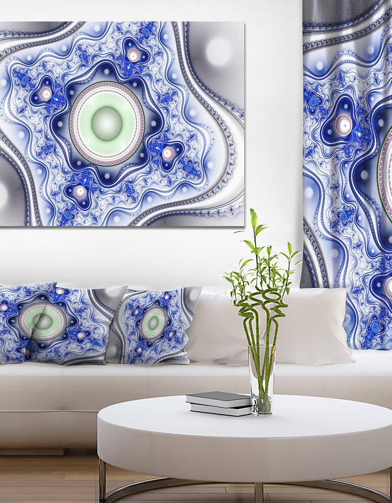 DesignQ Blue On White Pattern With Circles - Large Canvas Wall Art