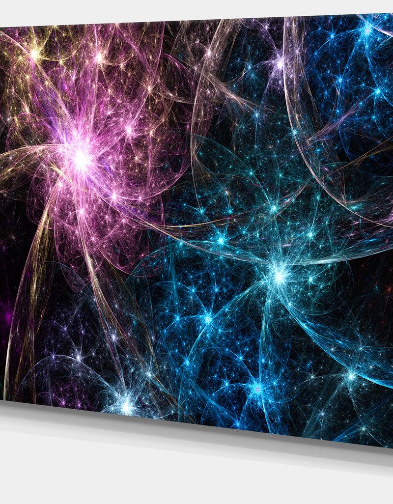 DesignQ Blue Pink Colorful Fireworks - Extra Large Abstract Canvas Art Print