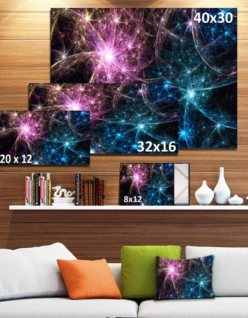 DesignQ Blue Pink Colorful Fireworks - Extra Large Abstract Canvas Art Print