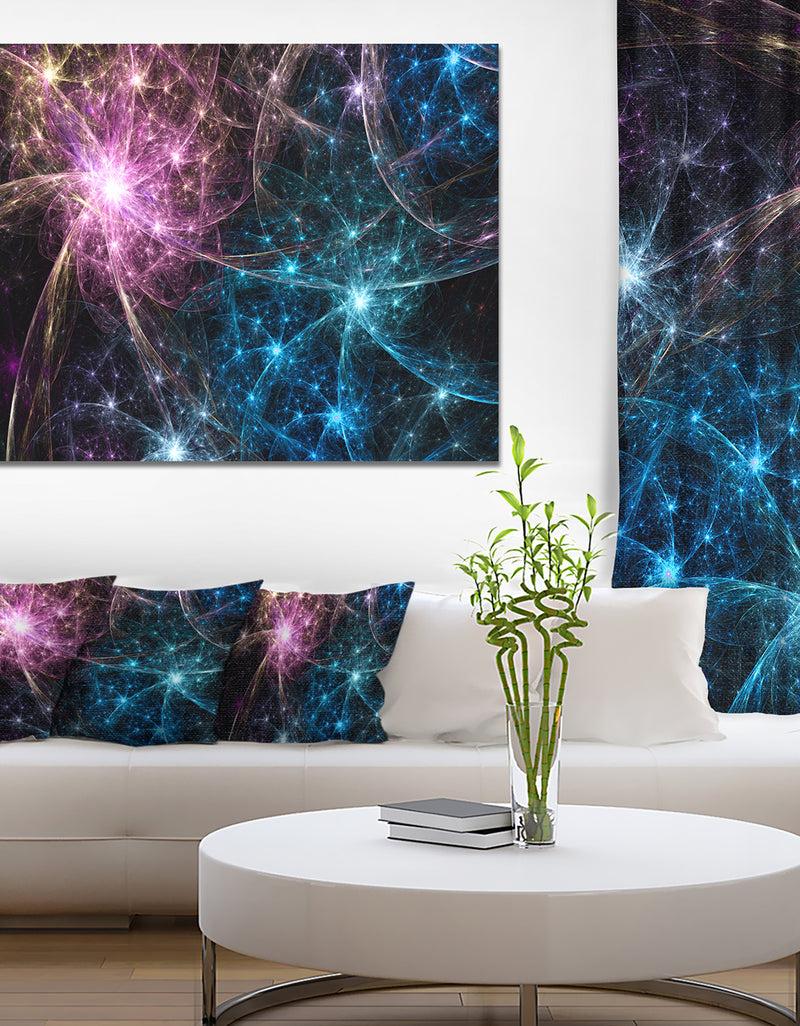 DesignQ Blue Pink Colorful Fireworks - Extra Large Abstract Canvas Art Print