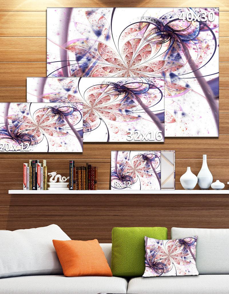 DesignQ Blue Pink Fractal Flower Pattern - Abstract Wall Art Canvas