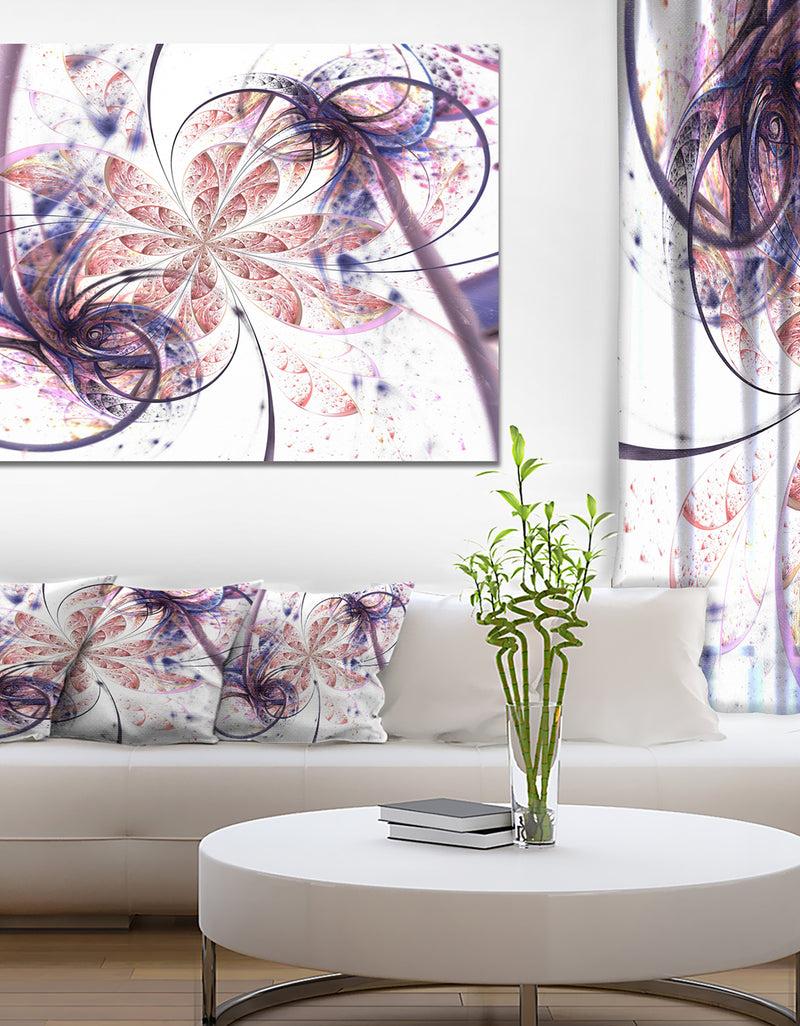 DesignQ Blue Pink Fractal Flower Pattern - Abstract Wall Art Canvas